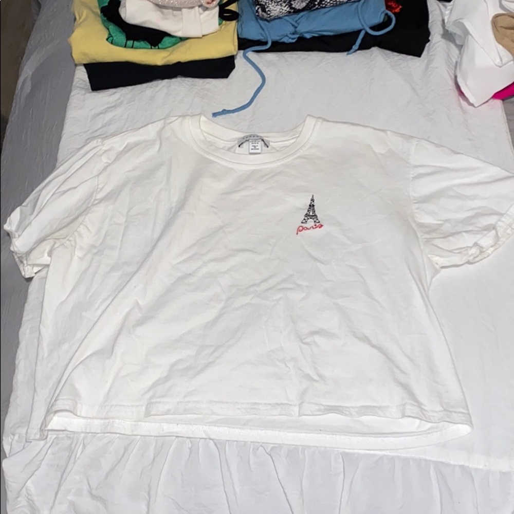 cropped white top
